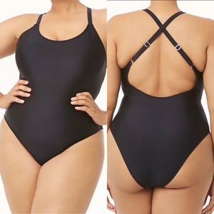 Plus size black swimsuit